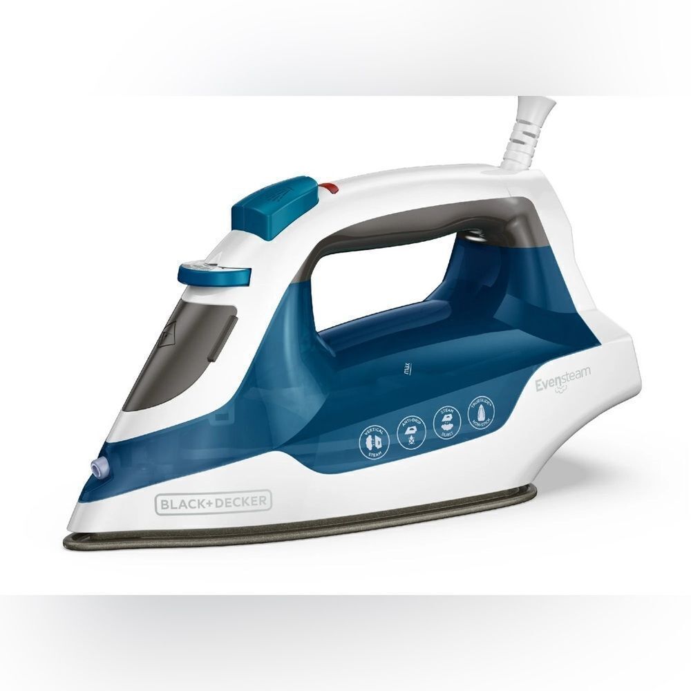 BLACK+DECKER Easy Steam Compact Iron, True-Glide Non-Stick Soleplate, Steam